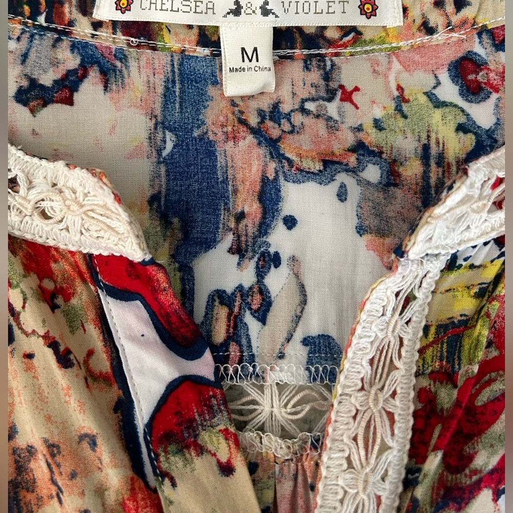 Chelsea & Violet Multi Color Boho Shorts Romper Lace Tassel Detail Size M - Picture 13 of 16